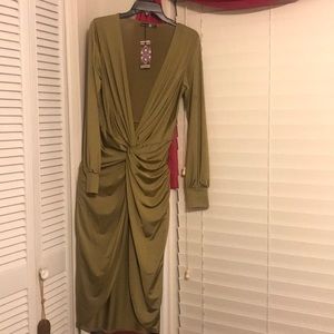 Olive Gold Silk Dress